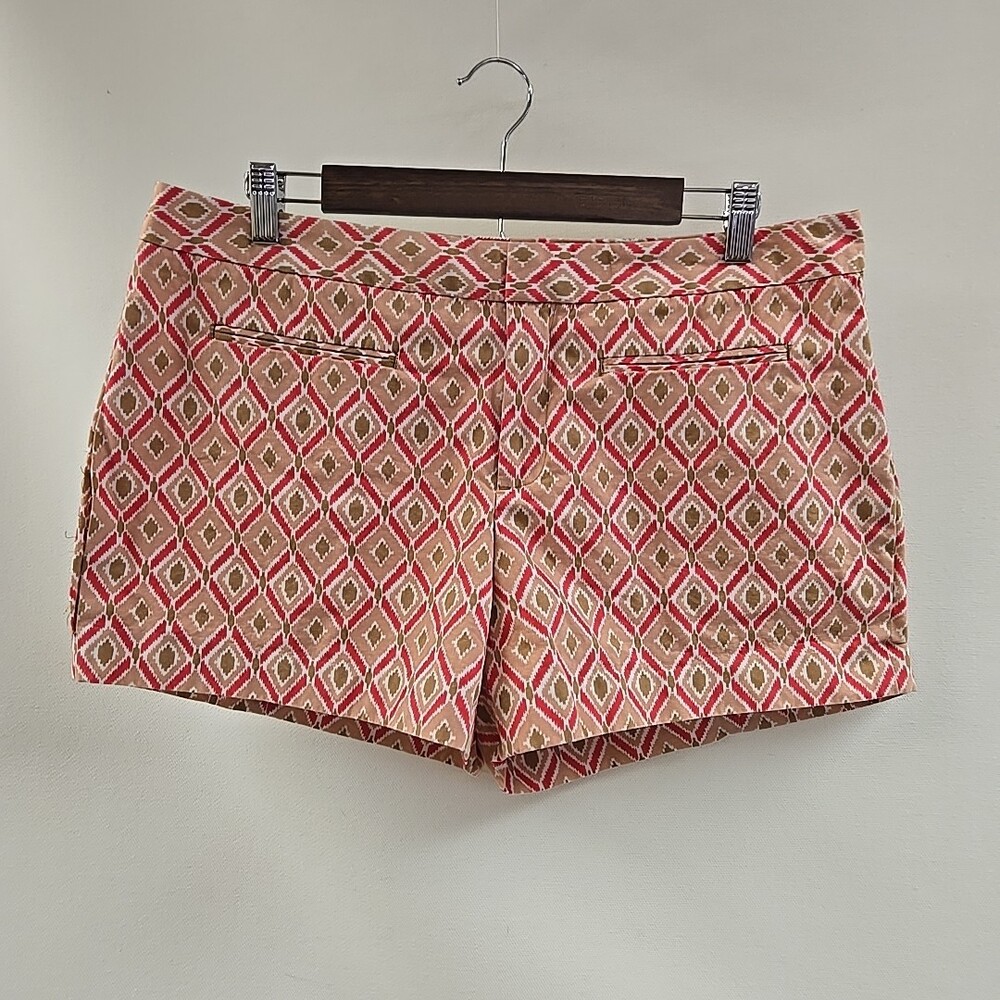 Gap Shorts Womens 12 Chino Flat Front Pink Peach Argyle Mid Rise Ladies
